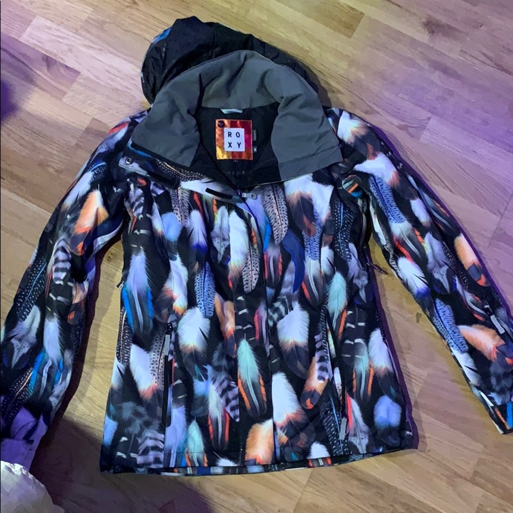 Roxy Feather Print Puffer Jacket
